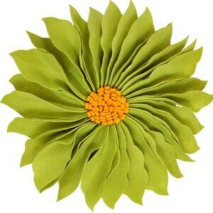 A Whimsical 16" Handmade 3D Flower Round Decorative Throw Pillow-Lime